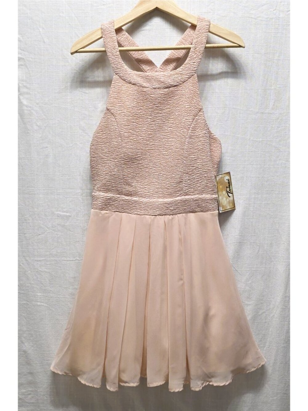 Trixxi Pink Sparkle Bow Back Skater Dress Prom Party Coquette NWT Juniors 13